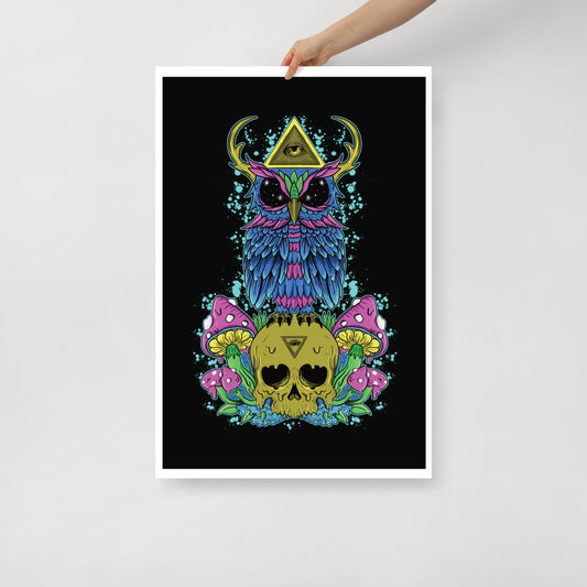 Owl and Skull Poster